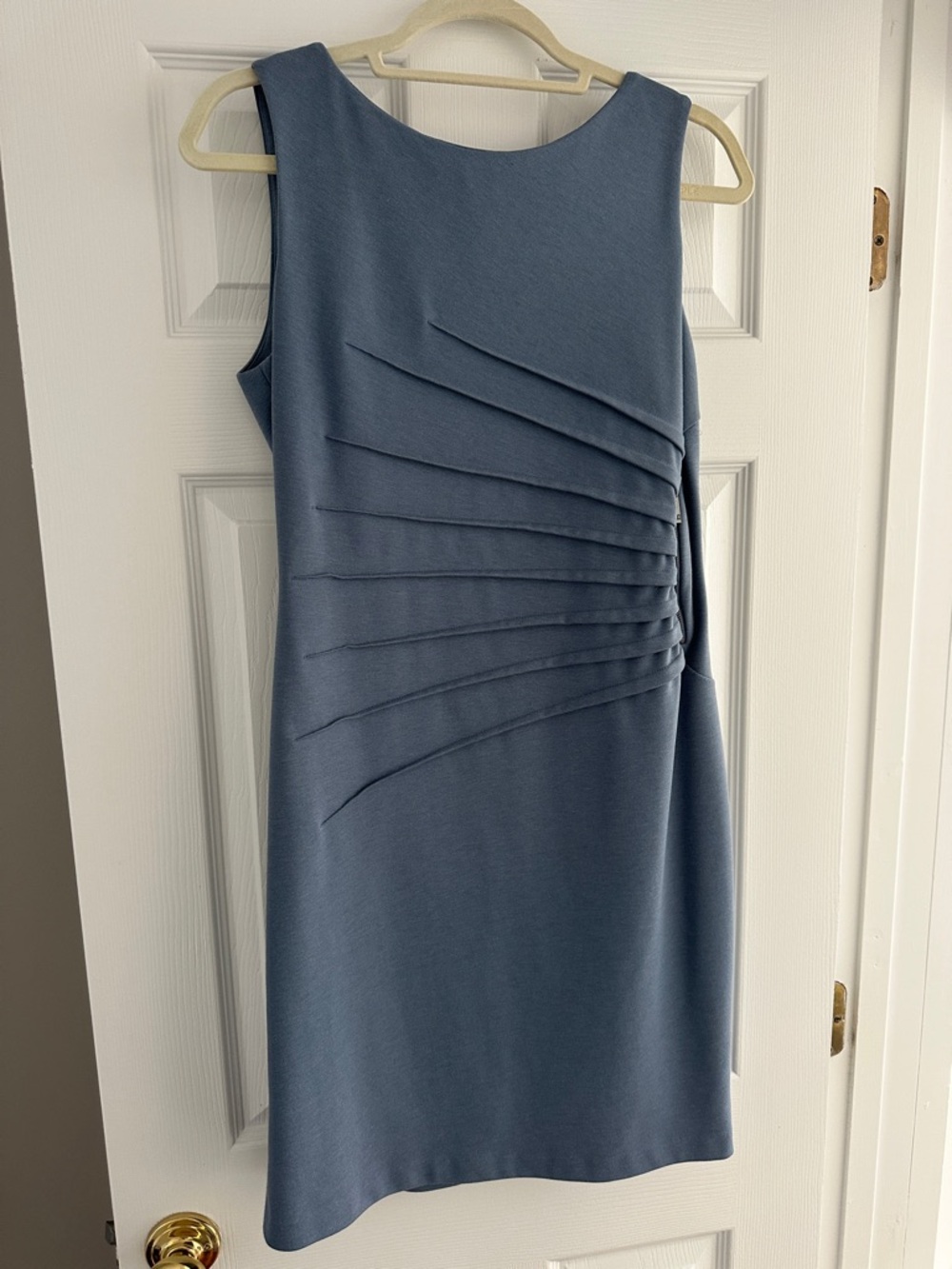 Ivanka Trump Dusty Blue Pleated-Accent Sleeveless Midi Dress